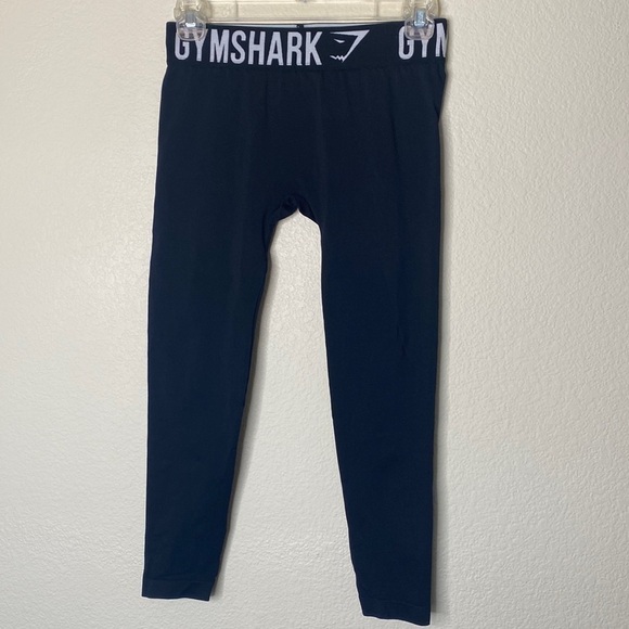 Gymshark fit seamless leggings black womens small EUC crop - Picture 1 of 3